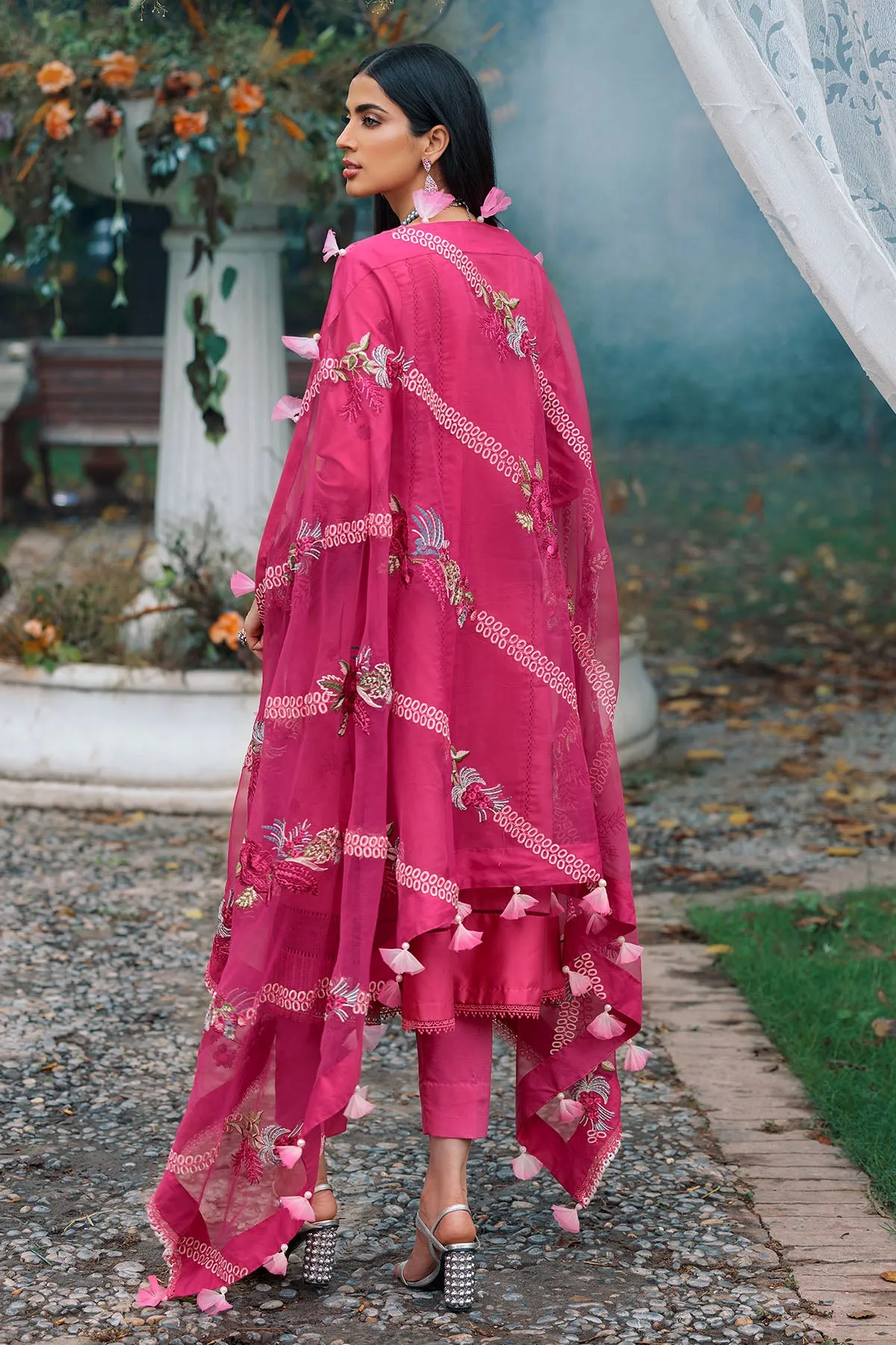 3487-ORIENTAL EMBROIDERED COTTON SATIN UNSTITCHED