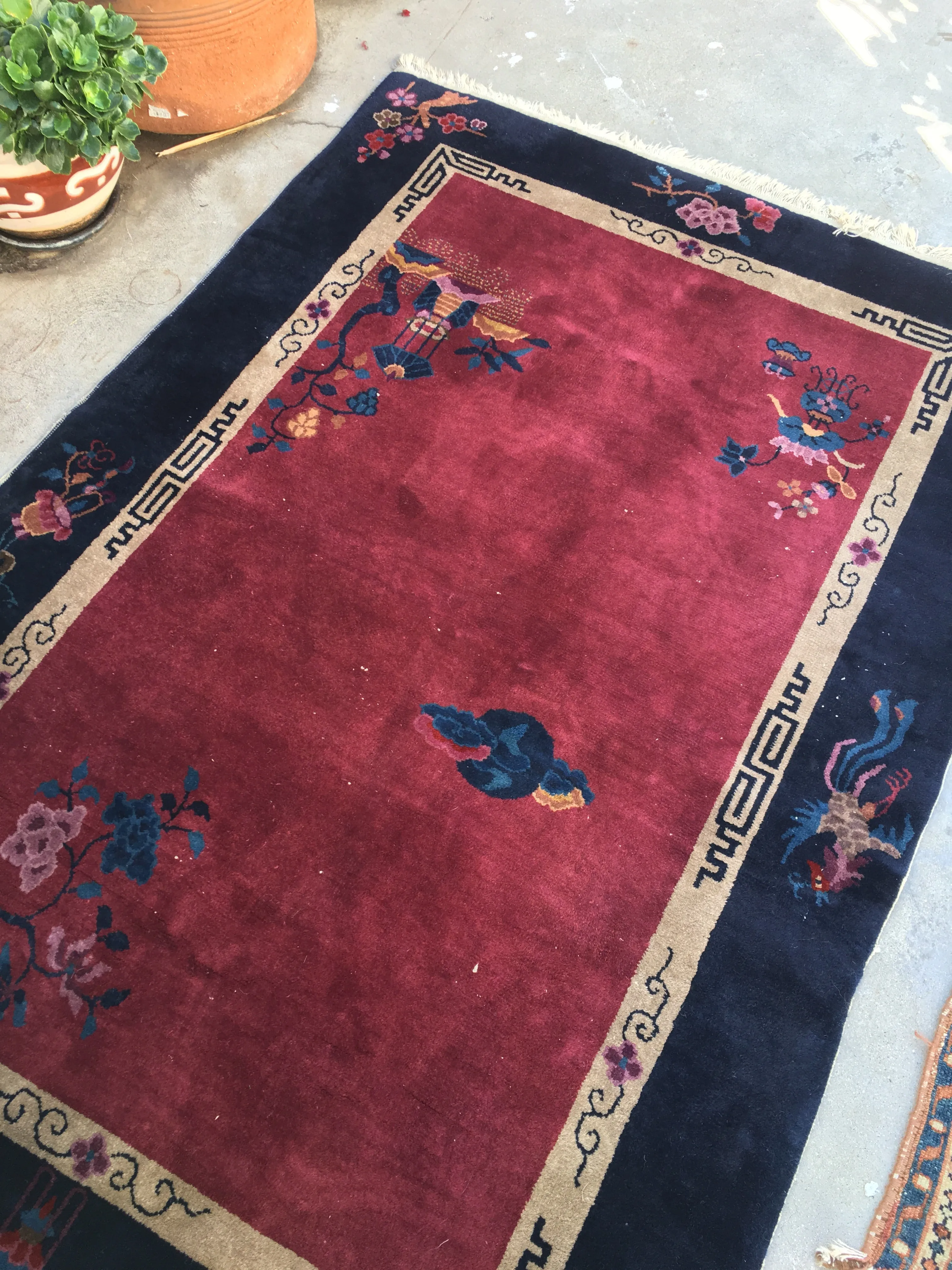 4’1 x 6’ antique Chinese Art Deco Rug (#392)