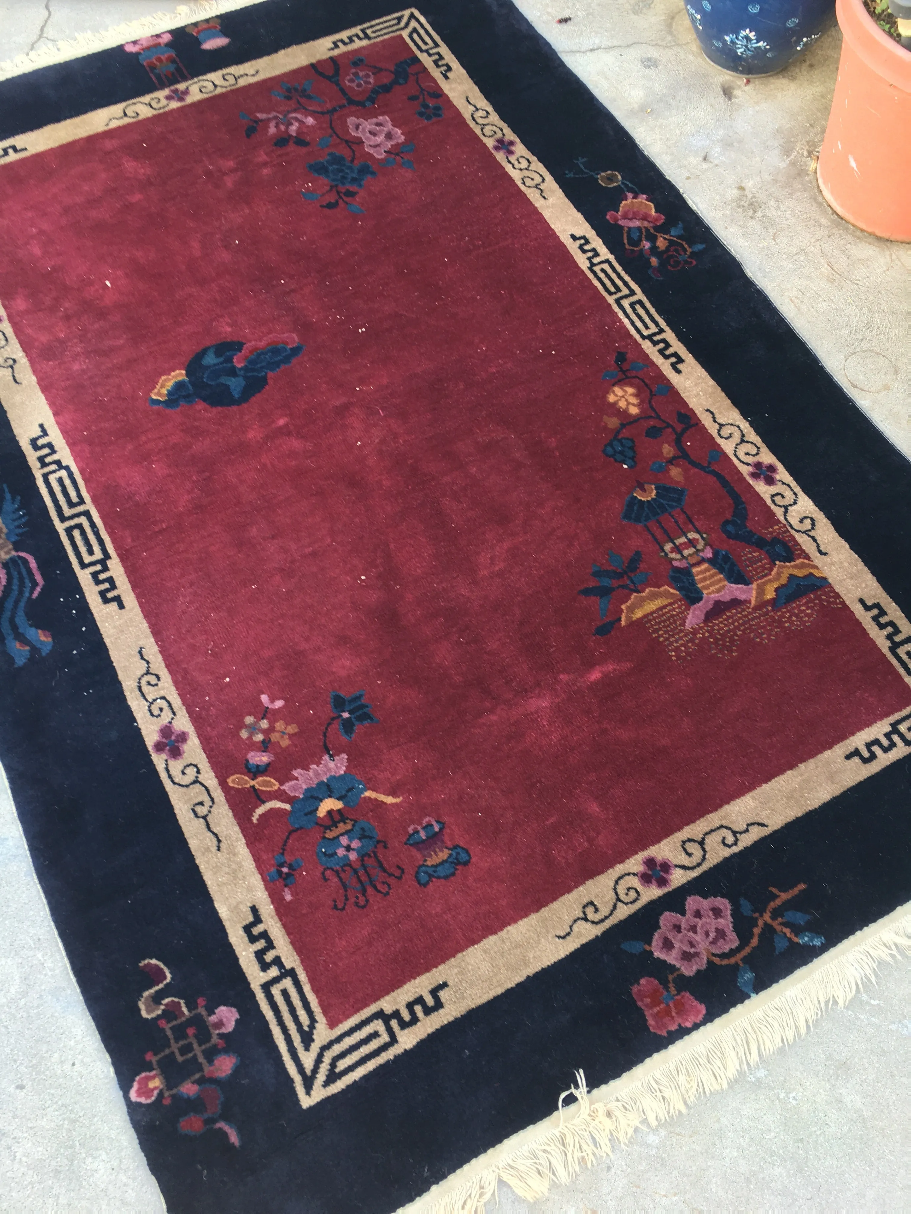 4’1 x 6’ antique Chinese Art Deco Rug (#392)