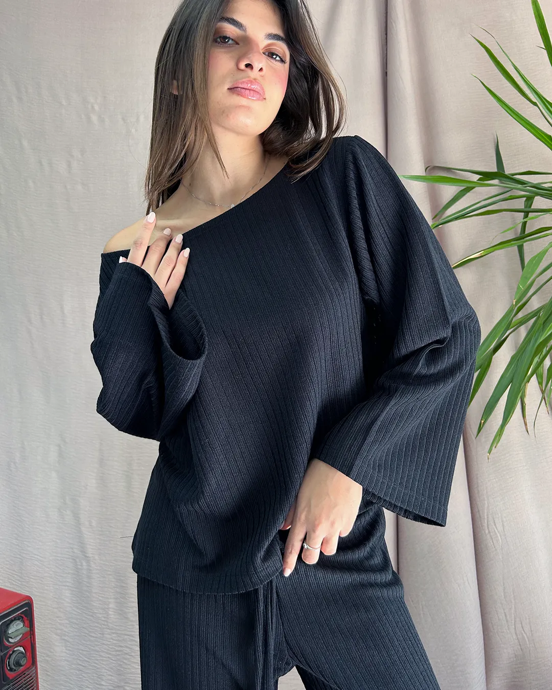 Black Ribbed Set