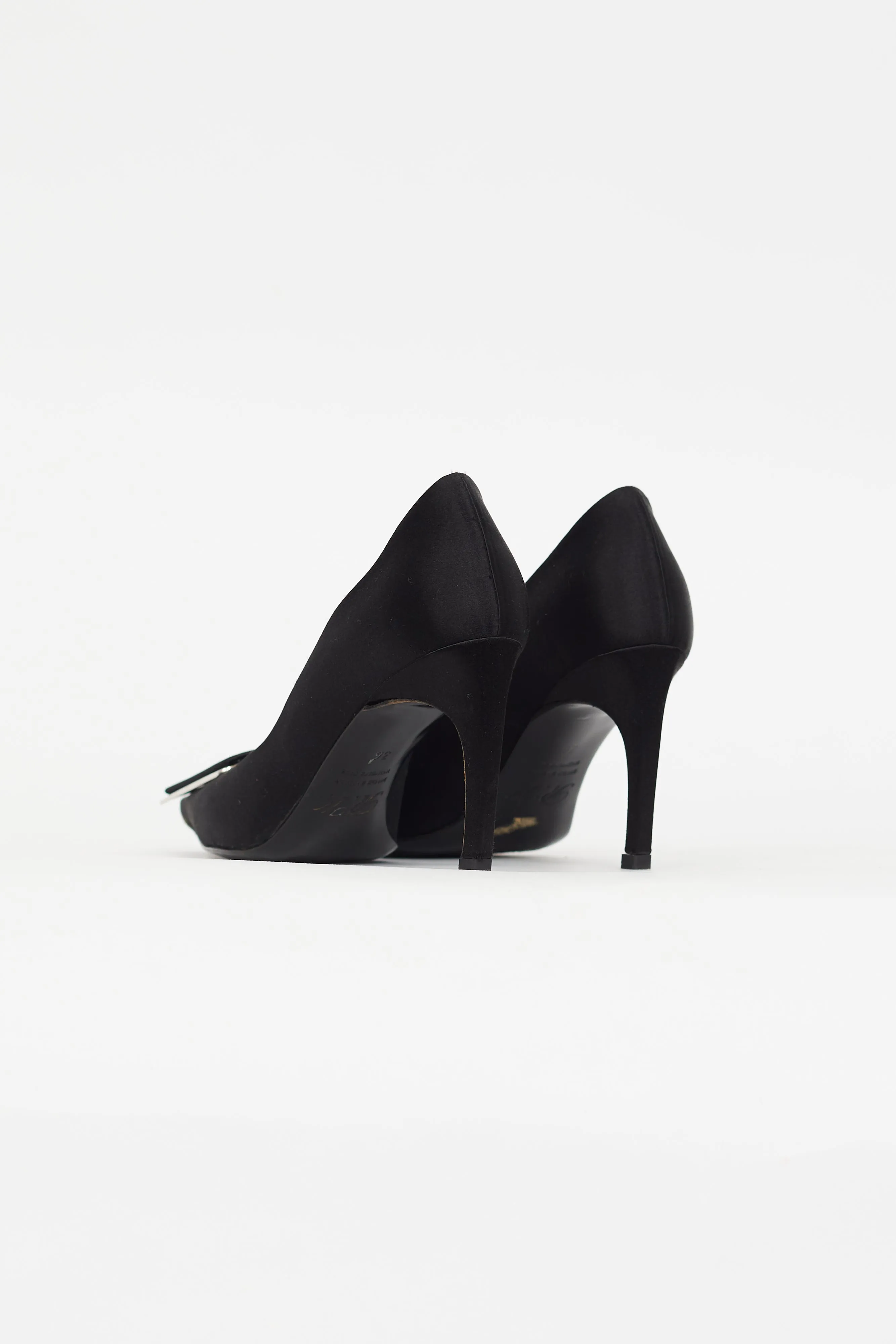 Black Satin Trompette Pump