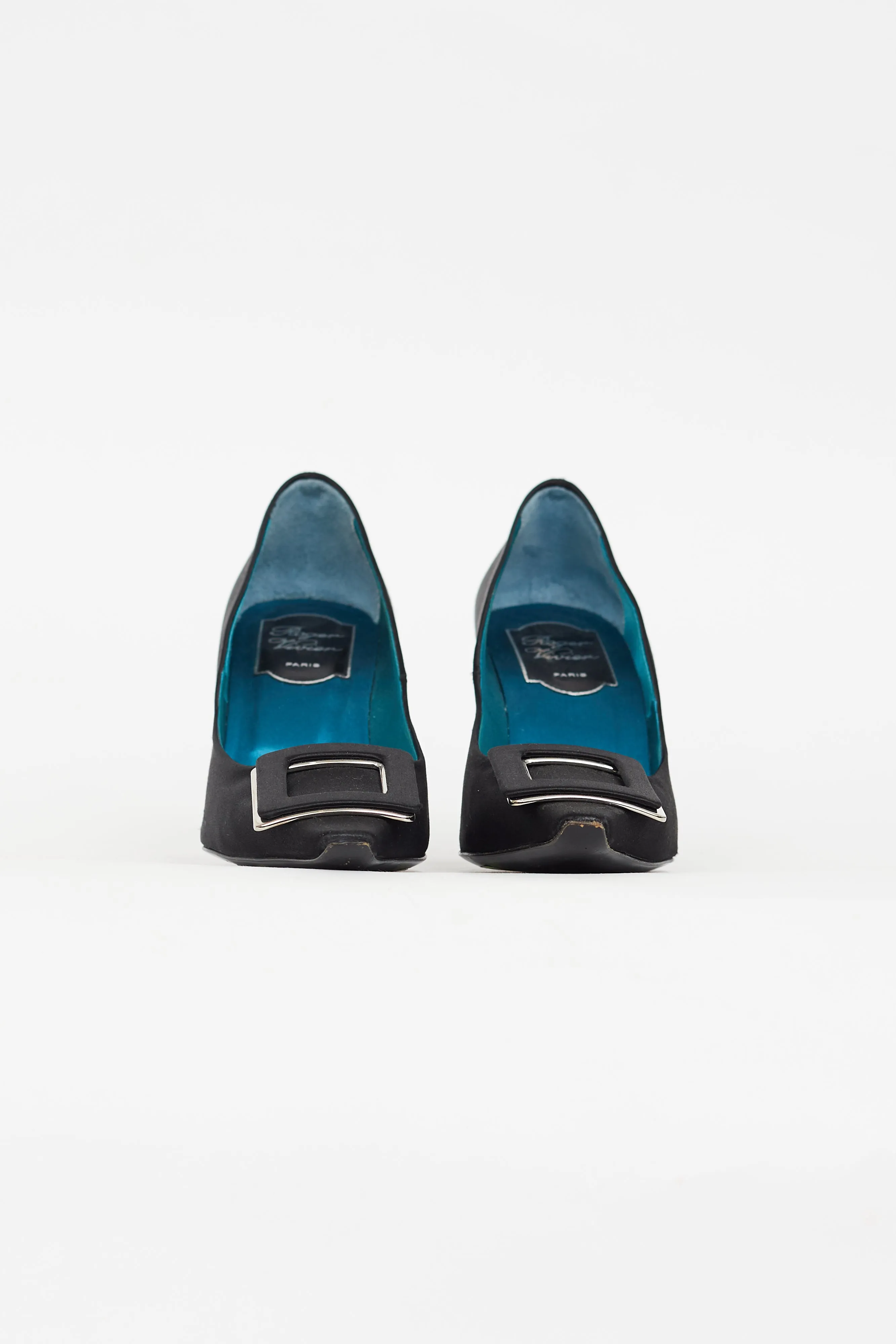 Black Satin Trompette Pump