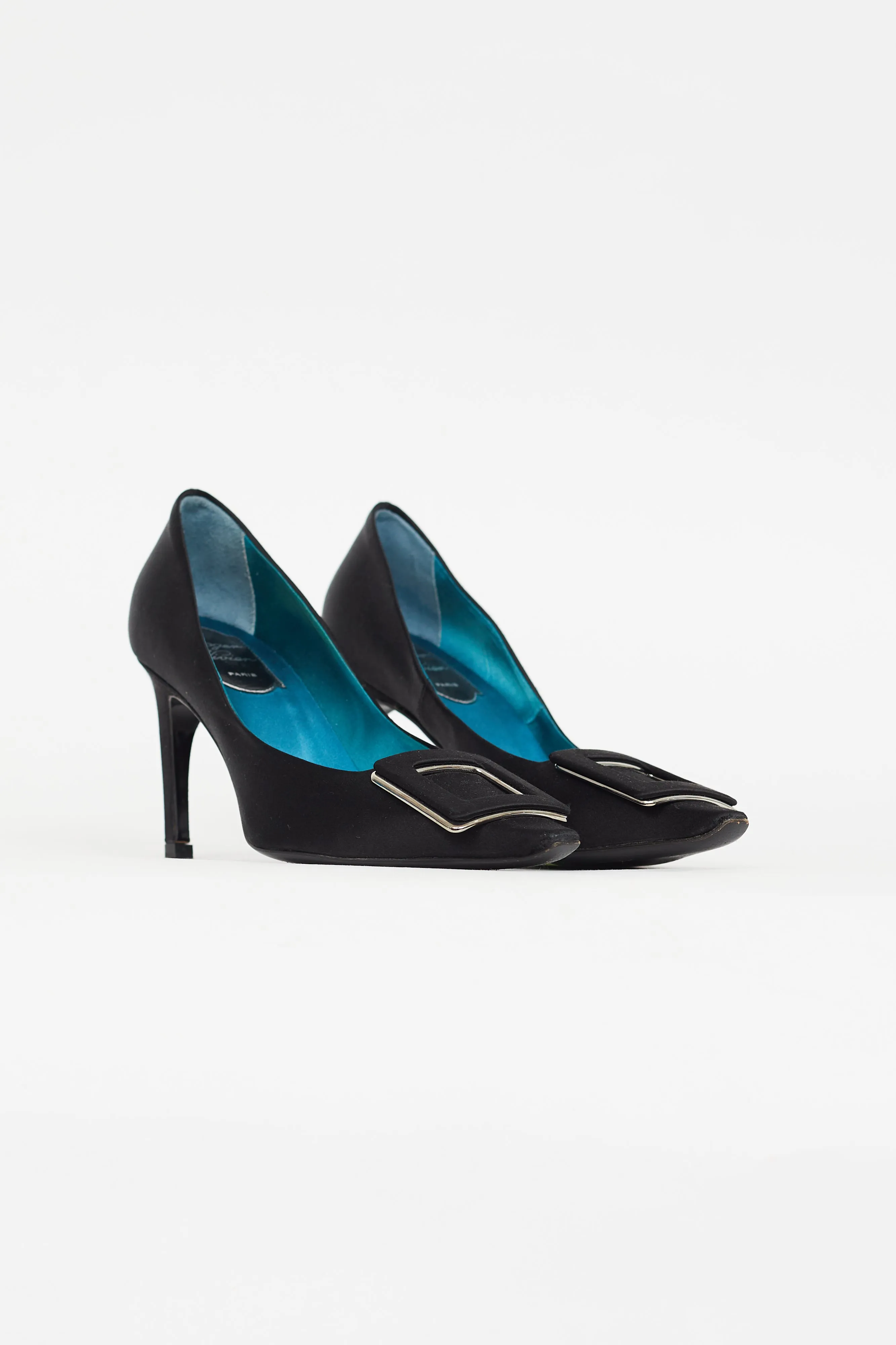 Black Satin Trompette Pump