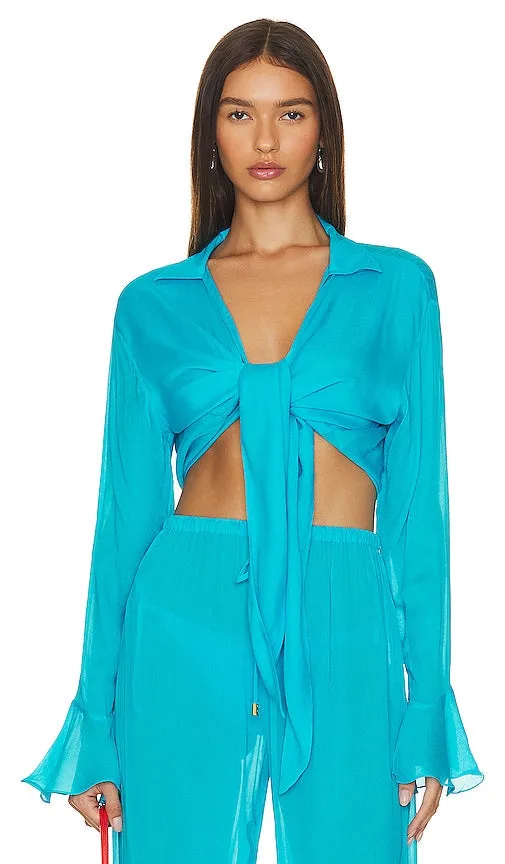 CIN CIN Luau Sheer Top in Blue