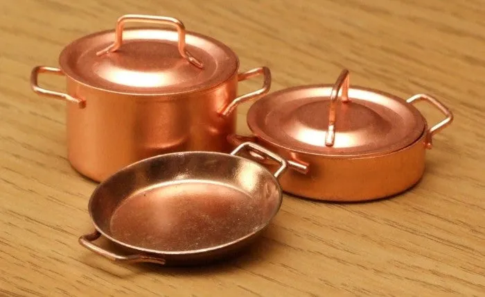 Copper pots and skillet