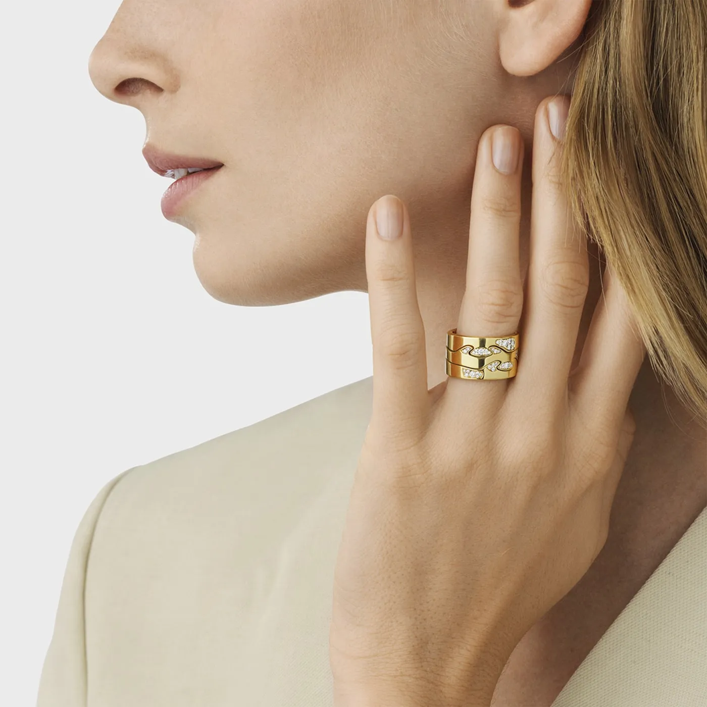 Fusion Diamond End Ring (AA), Size 56 - Gold - 200010590056