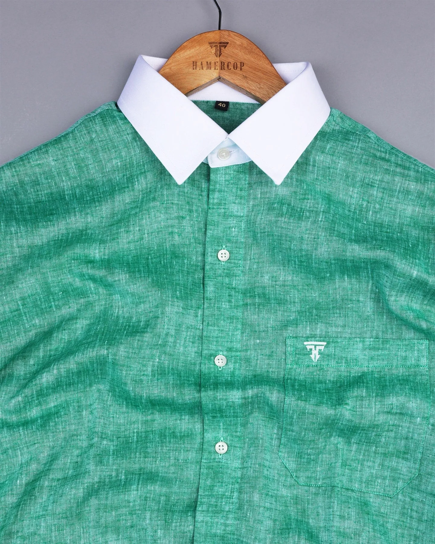 Green Soft Linen Cotton Designer Formal Shirt