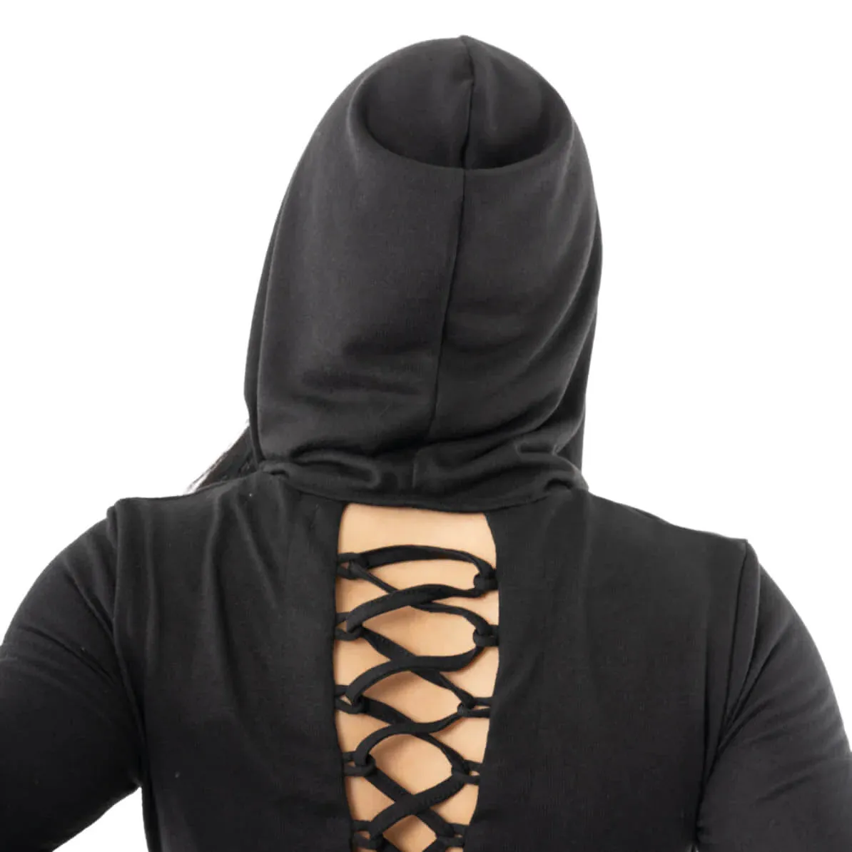 Innocent Lifestyle Emerson Hooded Cardigan with Cut Out Lace Up Feature