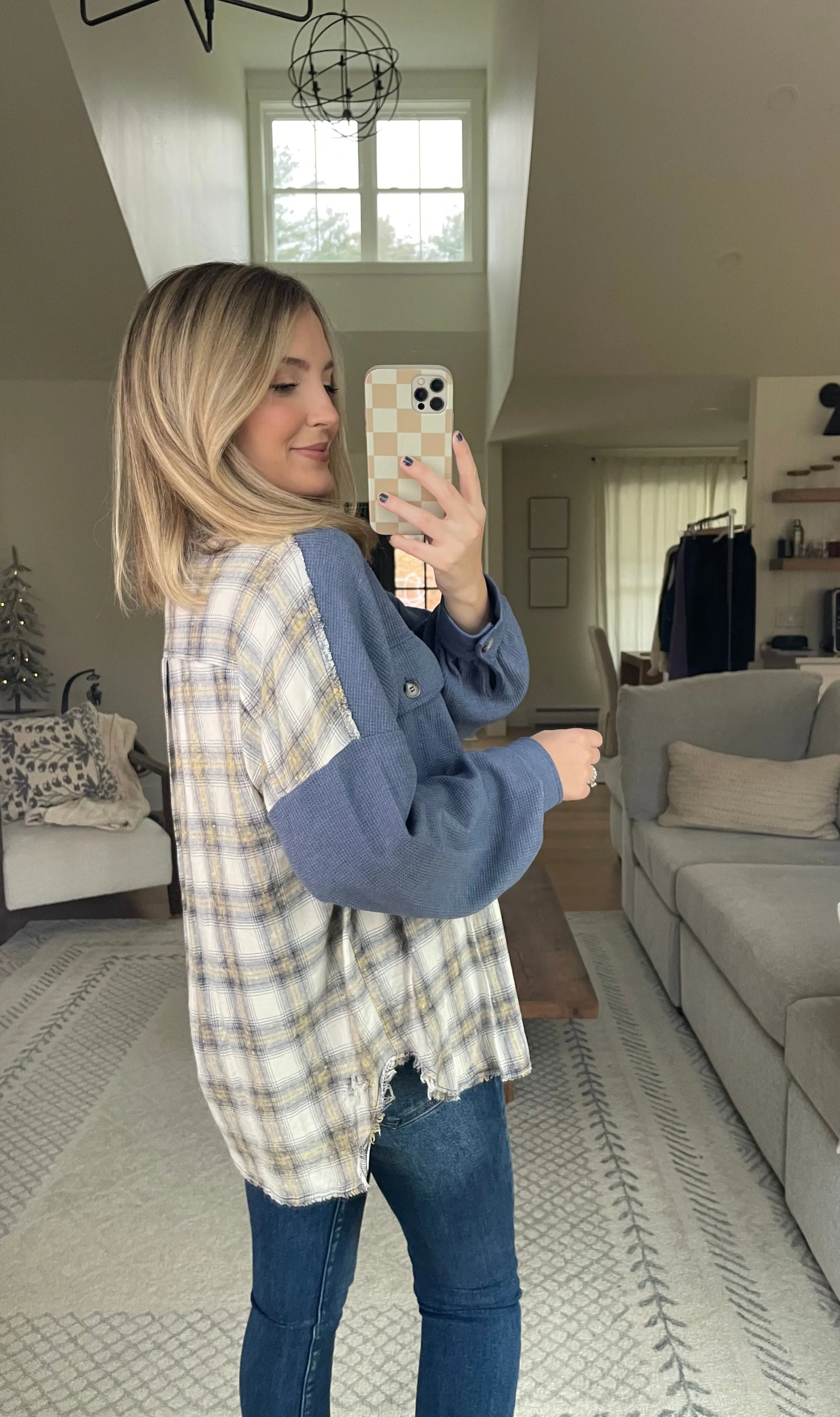Plaid Waffle Mix Vintage Shacket