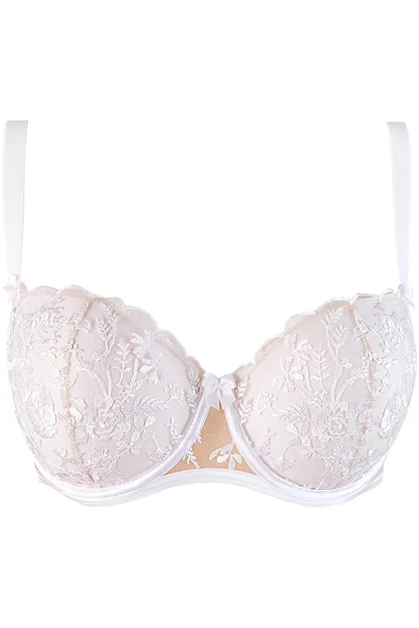 Sheer Mesh Balconette Bra Axami Enigma White