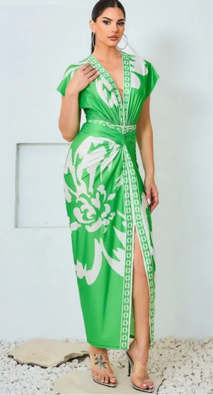 Taste of love apple green fitted dress