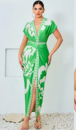 Taste of love apple green fitted dress