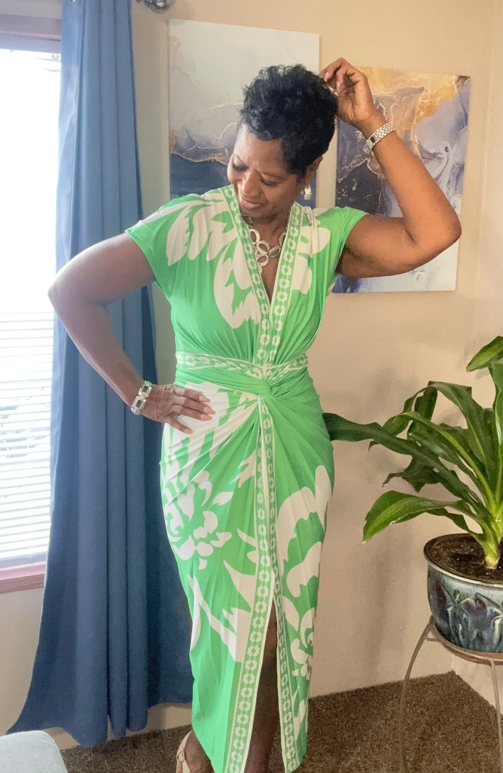 Taste of love apple green fitted dress
