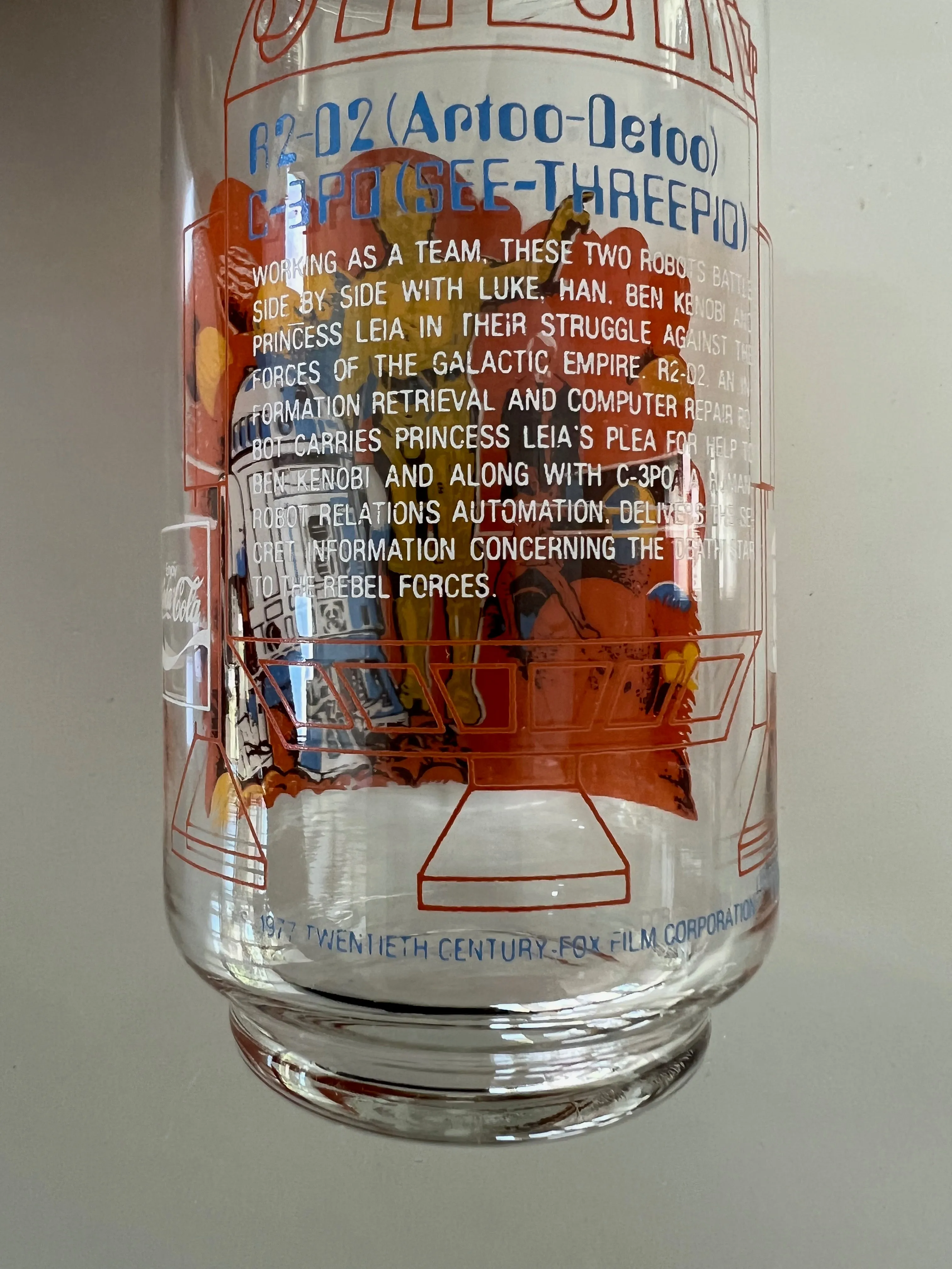 Vintage 1977 Burger King Star Wars R2-D2 C-3P0 Collectible Drinking Glass