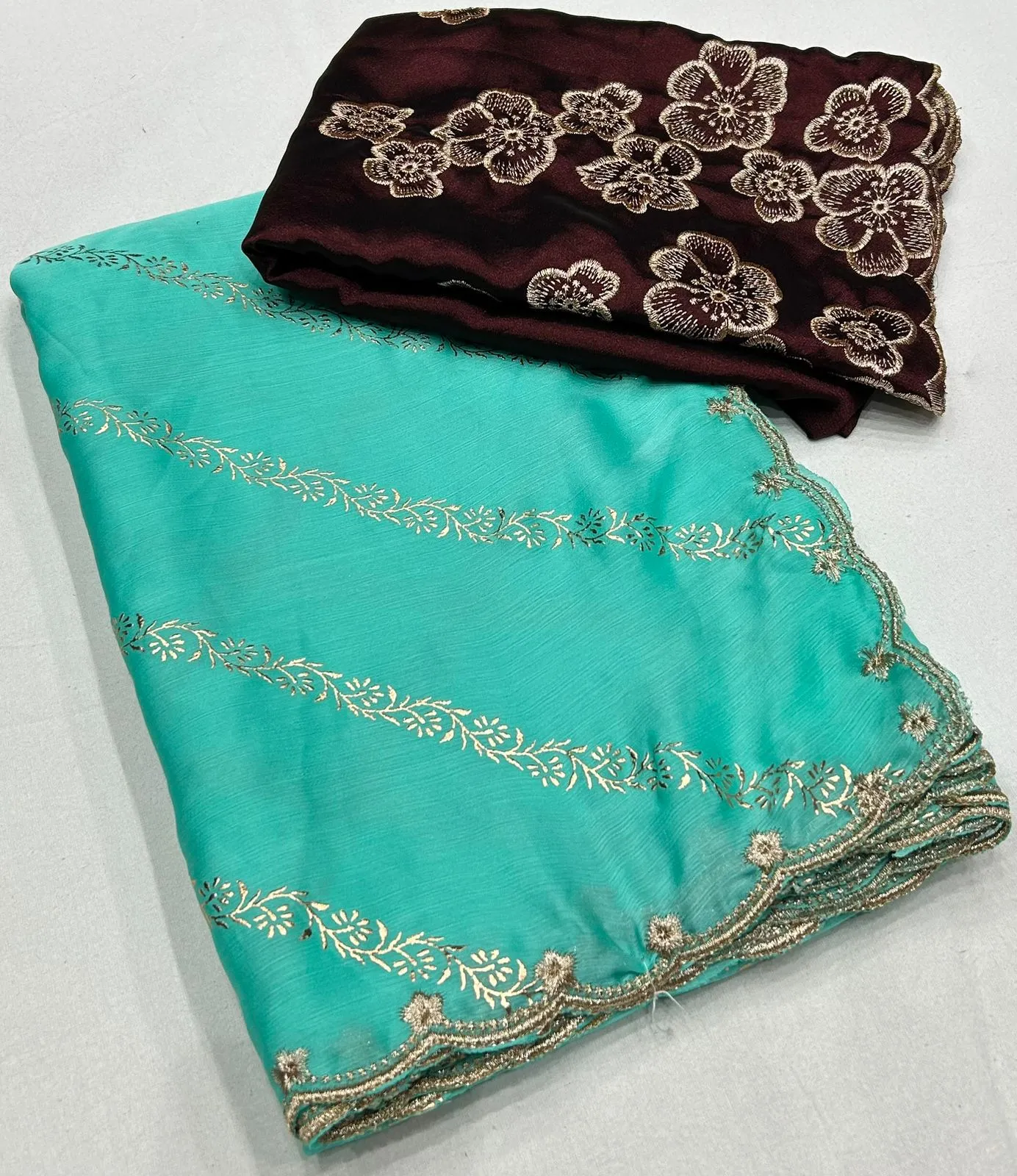 Women's Designer Party Wear Soft Pure Satin Chiffon Saree