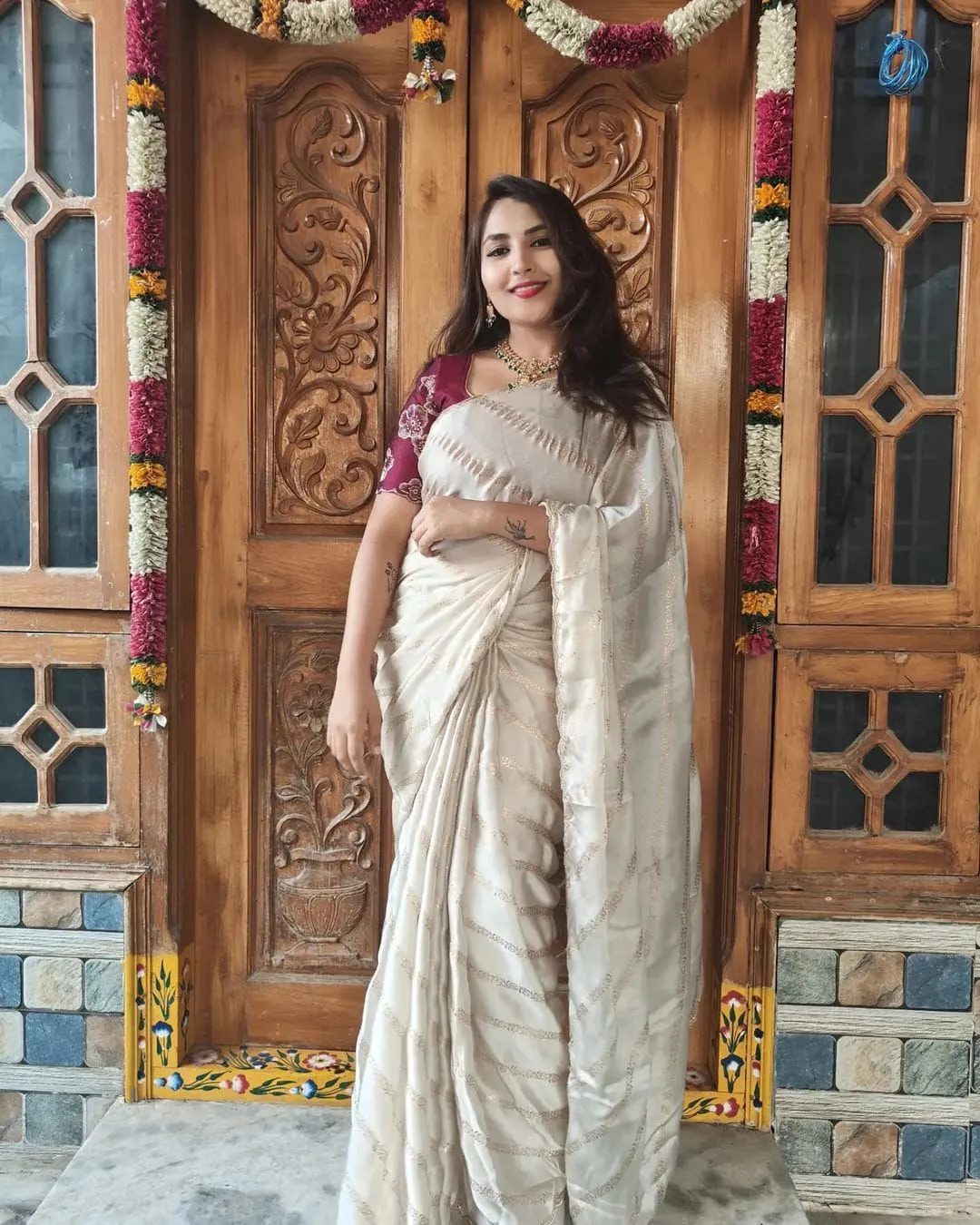 Women's Designer Party Wear Soft Pure Satin Chiffon Saree